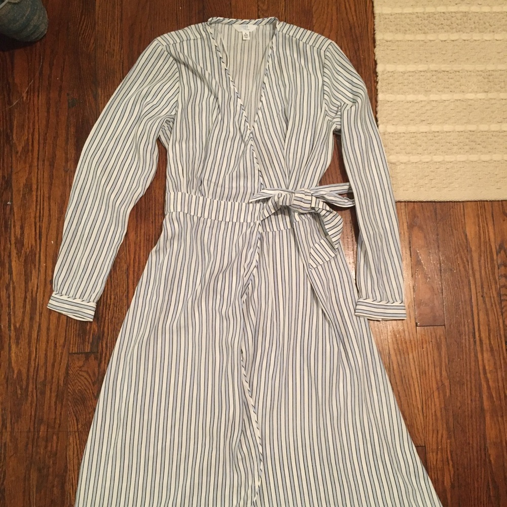 Blue and white striped dress.